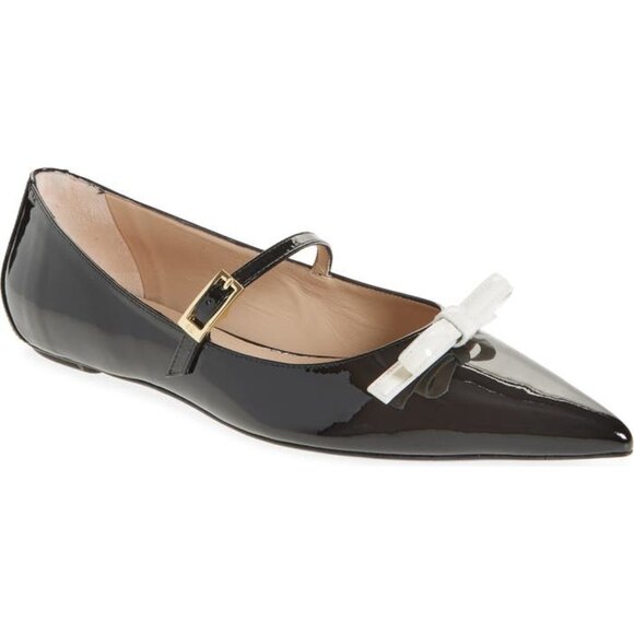 Stuart Weitzman Felicity Bow Mary Jane Slingback Ballerina Flats Size 6 - Picture 1 of 10